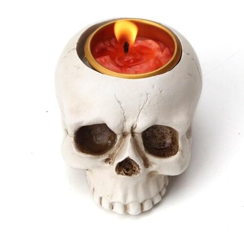 Crafts Skull Candle Tea Light Holder Stand Candlestick For Home Desk Bar Party Decor