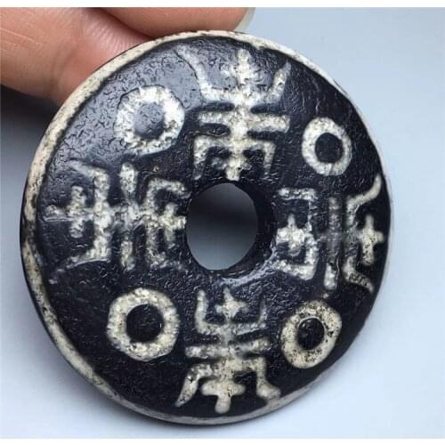 Natural Warring States period Dzi jade pendant hand carved pendants old jade necklace Attached necklace fine jade jewelry