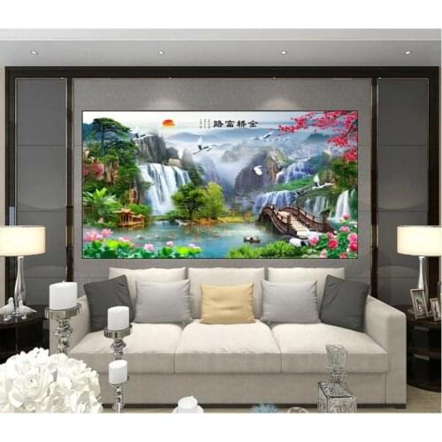 Custom photo wallpaper 3d mural wallpaper for walls 3 d Chinese style landscape waterfall forest tree sofa background wall decor