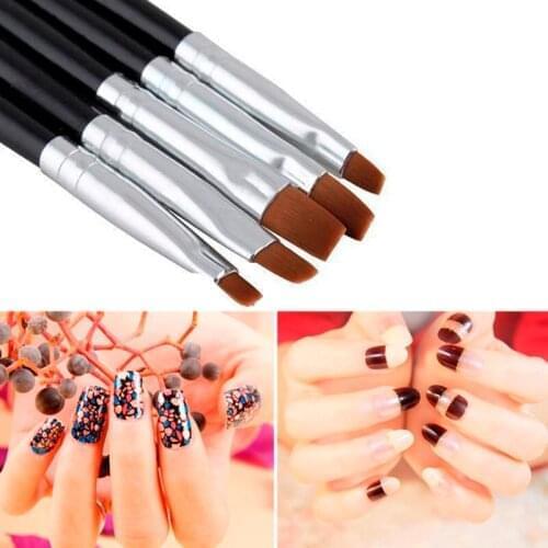 Professional 5PCS Flat Nail Brush Pen Nail Art Tool Acrylic UV Gel Design Sets Women Fingernail art Brush Tool