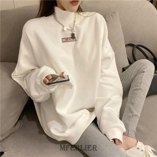 Size 8XL 150kg Winter Fleece Pullovers For Women Thicken Coat Korean Turtleneck Long Sleeve Casual Large Coats