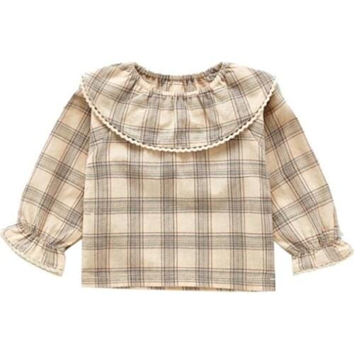 DFXD New Korean Baby Clothes Infant Girls Long Sleeve Plaid Print T-shirt 2020 Autumn Fashion 100% Cotton Bottoming Shirts 3M-3T