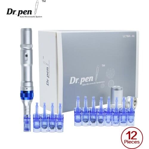 Doctor Pen A6 Authentic Dr. pen Ultima A6 With 12 pcs Cartridge Microneedling pen Derma Auto Pen Derma Rolling for Face and Body