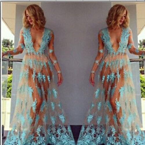 Sexy Summer Women Cover Up Perspective Mesh Lace Dress Swimwear Female Nightdress Robe Bathing Suit Cover Ups C1925