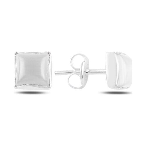 Silverlina Silver Square White Cat 'S Eye Stone Earrings