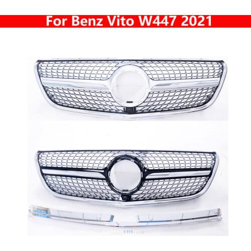 Car styling vertical bar Middle grille For Mercedes-Benz Vito W447 2021 Modified for Diamond style bumper Center Grill