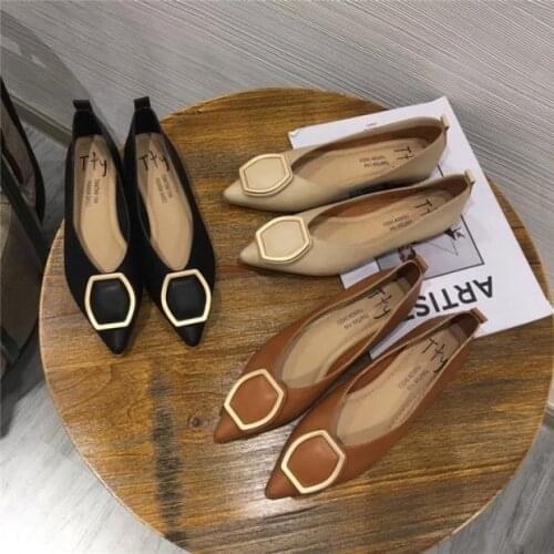 Slip on Shoes for Women Ballet Flats Shallow Boat Shoes Woman Female Flat Shoe Ladies Office Dress Shoes Pointy Toe Single Shoes