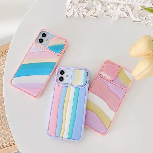 Shockproof Rainbow Camera Protect Glossy Back Phone Case Cover Shell For iPhone 7 8 Plus 11 12 Pro Max X XR XS Max Skin