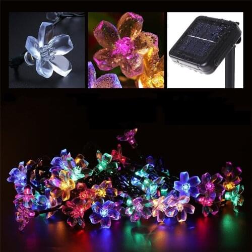 7m 50leds Solar String Flowers Fairy Lights Waterproof Outdoor Solar String Lights Decorated Garden Christmas Holiday light