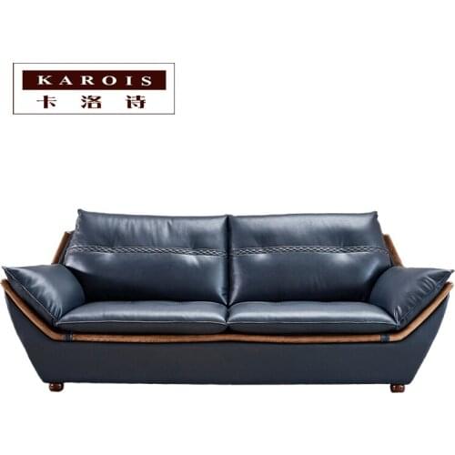 YL-936 Sofa Factory Direct Sales Living Room Triple Leather Sofa Modern Minimalist Blue Customizable Colors