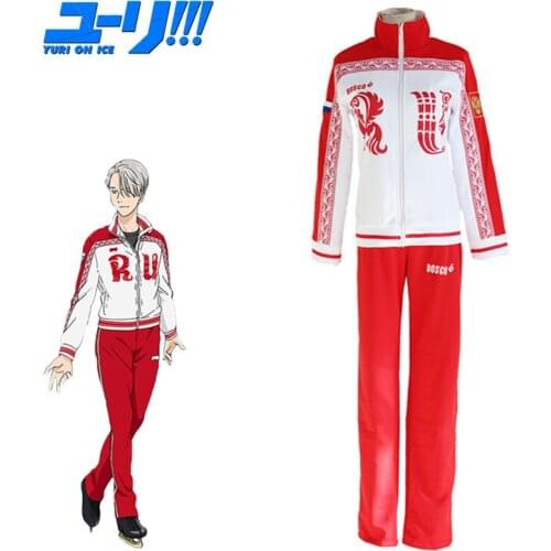 YURI!!! On Ice Cosplay Victor Viktor Nikiforov School Uniform Sport Suit Jacket Top Pants Japanese Anime Costume