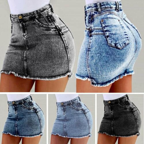 Womens Girls Summer Casual Holiday Party Stretch Bodycon Jeans Denim Mini Skirts
