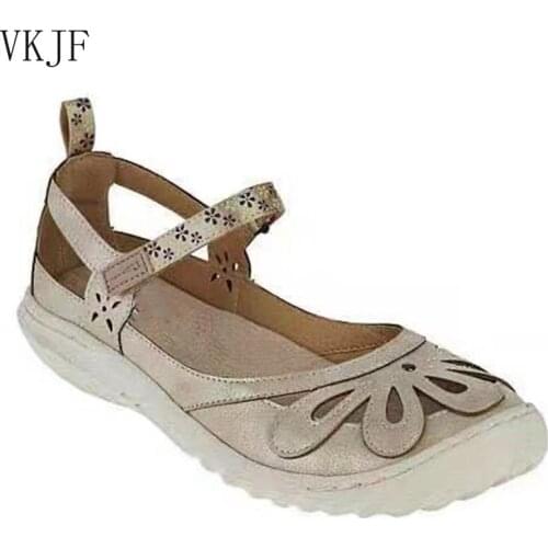 Women Shoes 2021 Summer Fashion Hollow Out Printing Sandals Women Round Toe Wedge Sandals Women Casual Solid Color Sandals