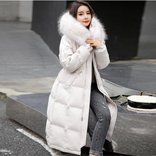 Oversized Winter Down Coat Women Thick Warm Down Parkas 2020 Plus Size Loose Warm Fur Collar Hooded Down Jacket HK500