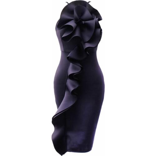 Ladies Bodycon Dress Ruffled Slim Fashion Tight Dresses Stylish Sleeveless Pencil Robe Spring Summer Fashion New 2021 Tunics