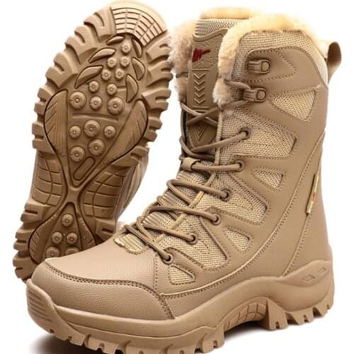 Winter high-top couple tide shoes special forces combat boots desert mountaineering velvet warm cotton boots hiking snow boots