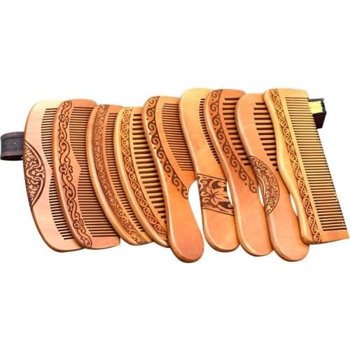 1pcs Natural Peach Solid Wood Comb Peach Wood Healthy Massage Anti-Static Comb Hair Care Tool Beauty Accessories