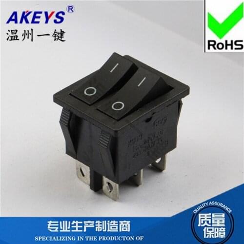 10pcs KCD6-202 Electric scones black Second gear six feet 31*25 double row double unit Rocker switch
