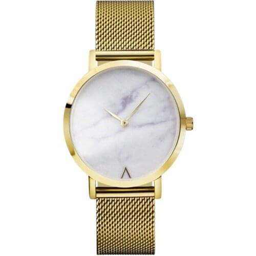 2020 Elegant Marble Watches Women Fashion Rose Gold Silver Thin Mesh Stainless Steel Band Ladies Girl Wristwatches Bracelet Gift