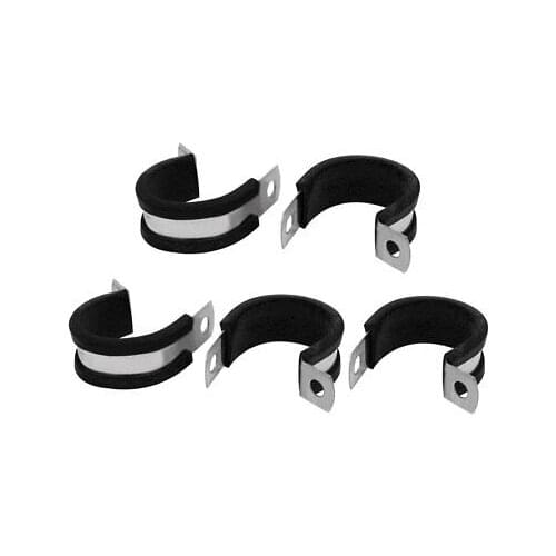 25mm Dia EPDM Rubber Lined P Clips Cable Hose Pipe Clamps Holder 5pcs