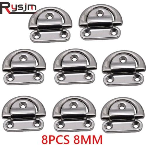Marine boat accessories 8MM Stainless Steel D Ring Deck Folding Pad Eye Lashing Tie Down Cleat Marine Hardware 8PCS/Lot