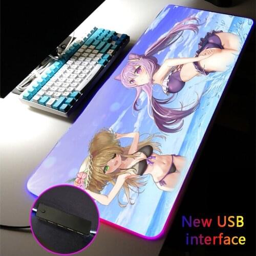 Anime Sexy Girl Genshin Impact XXL RGB Mouse Pad USB Hub MousePad Four USB Docking Dock Typec Interface Multi-interface Desk Mat