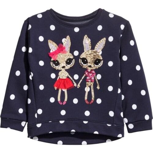 Brand Terry Cotton Sweater Hoodies Children Clothing Kids Girls Long Sleeve Top Sweatshirt Blouse Baby Girl Clothes Sequin Bunny