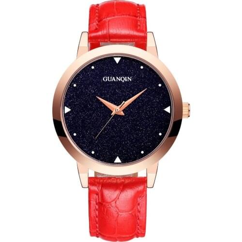 Women Watches GUANQIN montre femme Brief Design Elegance Fashion Quartz Lady Watches Casual Leather Wristwatch relogio feminino