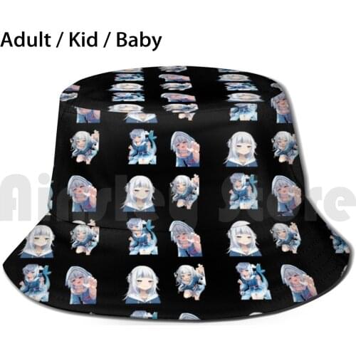Gawr Gura Cute Sticker Pack Sun Hat Hololive Vtuber Gawr Gura Virtual Youtuber Anime Hololive Gura Gawr