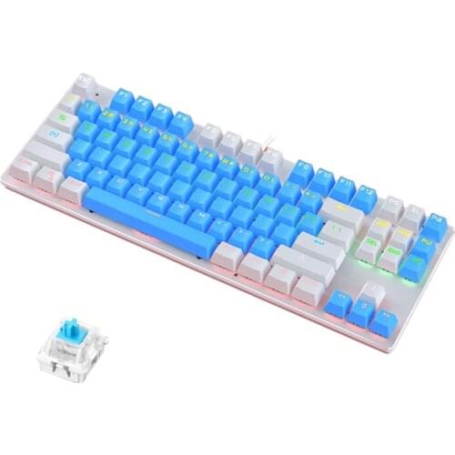 H7JF Original K400 Gaming Mechanical Keyboard USB Wired 87 Keys With RGB Backlight Blue/Black Switch For PC Computer Gamer