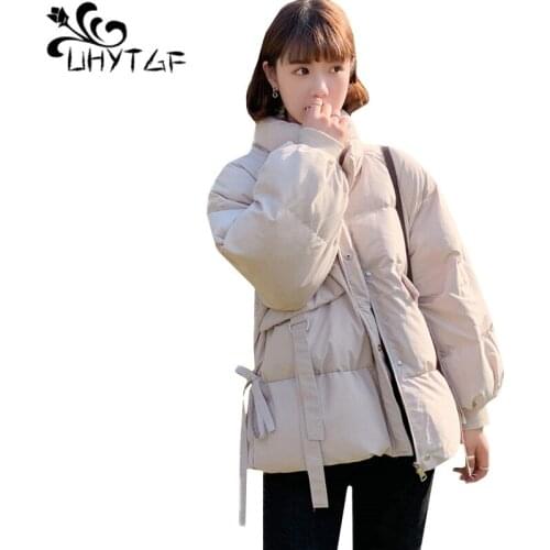 UHYTGF 8 Colors Cotton Parkas Womens Outwear Korean loose Winter down jacket female casual plus size Jacket Women Clothing 1000