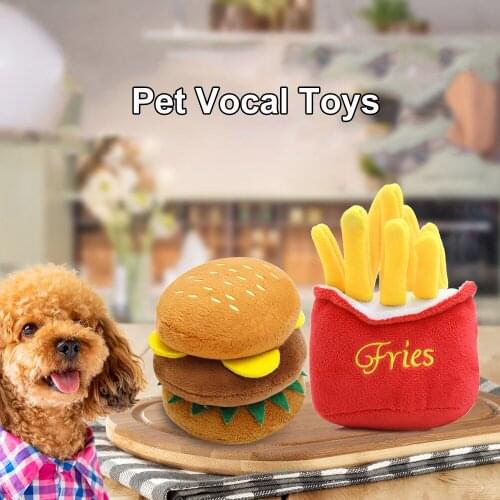 Pet Toy Dog Plush Vocal Toy Cute French Fries Burger Teddy French Bulldog Golden Retriever Pet Supplies