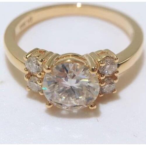 18K gold round 1 carat moissanite simple fashion womens ring VVS D color