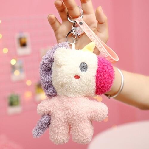 Ins Hot 18cm Pink Unicorn Plush Toy Bag Decor Pendant Brown Bear White Dog Pink Bunny Mini Toys For Girl Bag Decor Sweet Gift