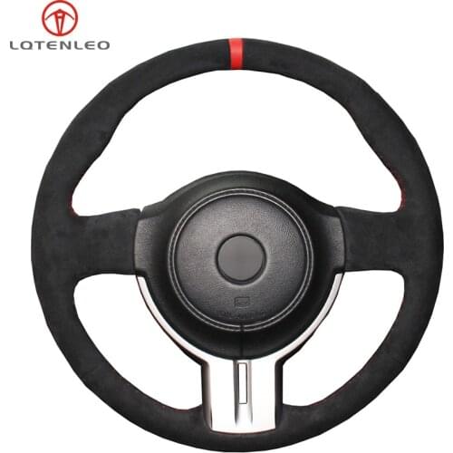 LQTENLEO Black Suede Leather DIY Hand-stitched Car Steering Wheel Cover for Toyota 86 2012-2015 Subaru BRZ 2012-2015 Scion FRS
