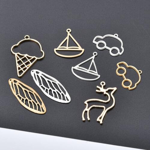 Min order 20pcs/lot color alloy materials car/ferry/deer shape charms diy jewelry earring/bracelet pendants accessory