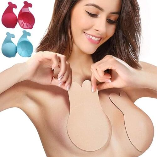 Reusable Women Push Up Bras For Self Adhesive Invisible Petals Strapless Bra Breast Lift Tape Silicone Rabbit Stick On Bra Pads