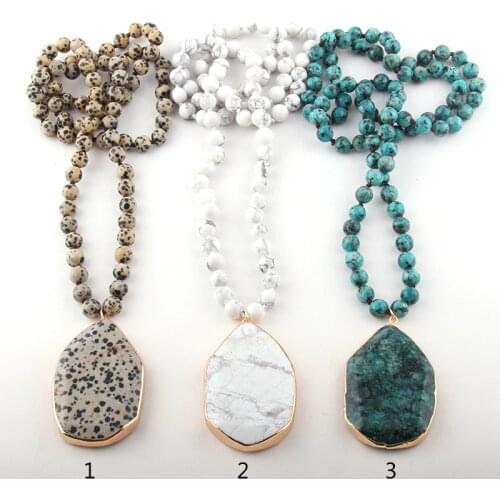 Fashion Bohemian Jewelry Stone Knotted Stone Matching Stone Drop Necklaces For Women Ethnic Necklace