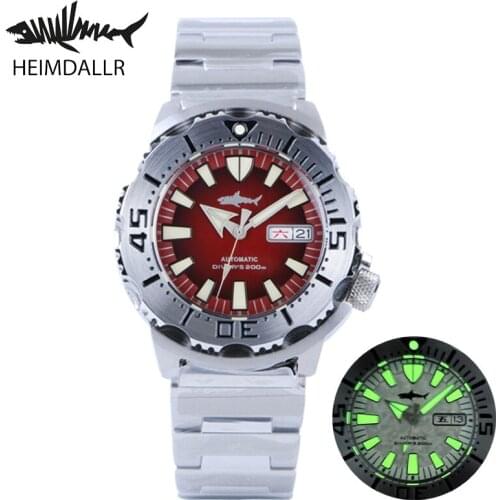 Heimdallr Mens Fashion Dive Watch Sapphire Crystal Luminous Automatic Movement 200M Water Resistant Stainless Steel Bracelet