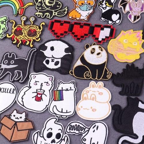 Cartoon Animals Patch Embroidered Patches For Clothing Stickers Cute Things Iron on Patches For Clothes Stripes on T-shirt Decor