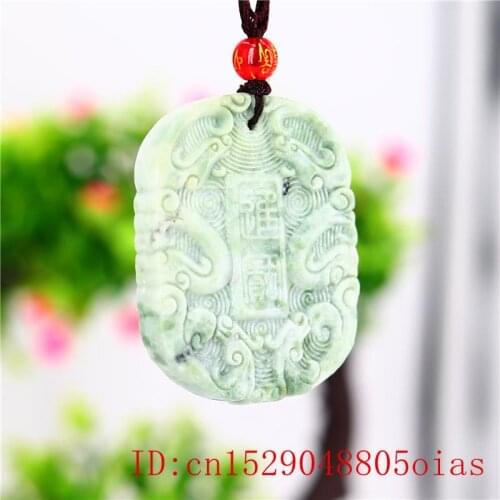 Jade Dragon Phoenix Pendant Necklace Gifts Fashion for Natural Double-sided Carved Chinese Jewelry Charm Green Women Amulet Men