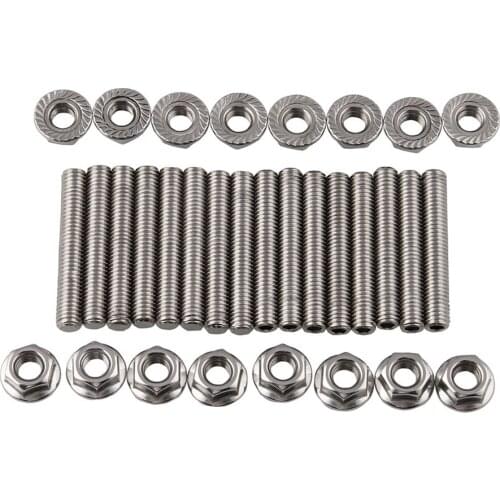 Stainless Steel Exhaust Manifold Stud Double End Bolt Nut Kit Replacement For Ford 4.6L/5.4L