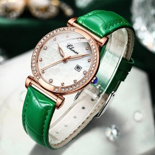 CHENXI 2021 New Women Watch Fashion Dress Ladies Watch Leather Strap Crystal Diamond Wrist Watches For Women Casual Quartz Watch