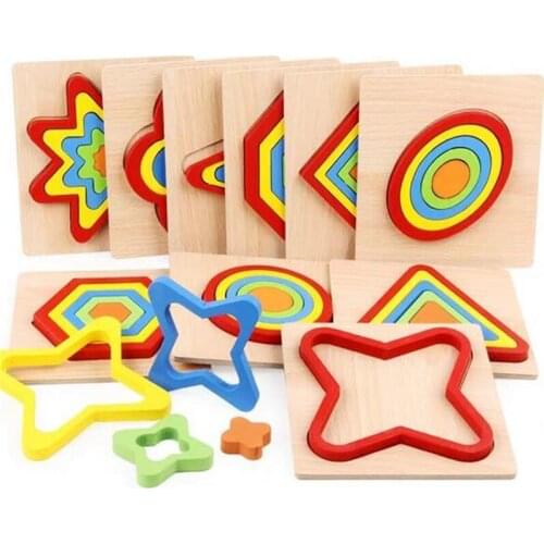 Shape Cognition Board Childrens Jigsaw Puzzle Wooden Toys Kids Educational Toy Baby Montessori Learning Match Bricks Toys
