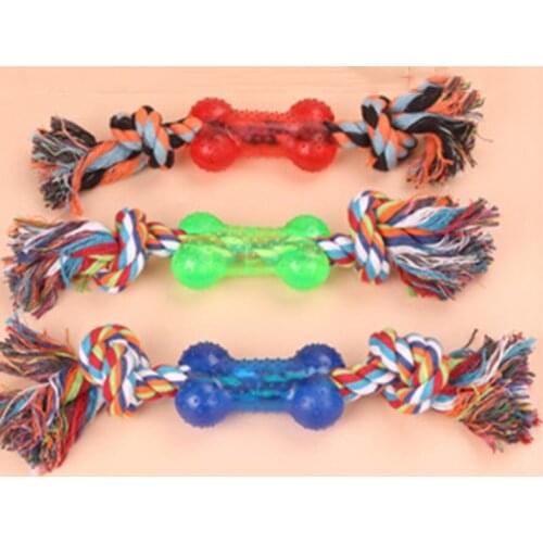 Plastic Short Bone Style Dog Rope Toys Dogs Grind Teeth Toys Pet Cotton Rope Chew Toys Dog Chew Toys Pet Supplies