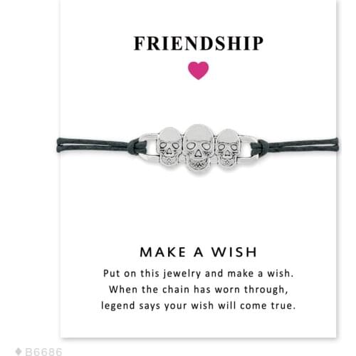 Friendship Gift Silver Sugar Skull Charm Mens Bracelets for Women