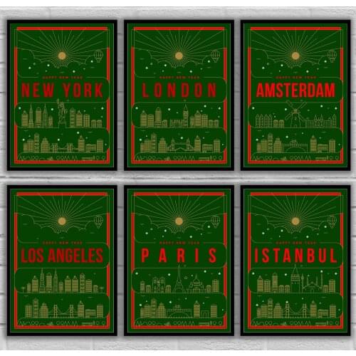 Amsterdam San Francisco New York London Los Angeles Paris Istanbul Rio de Janeiro Buenos Aires Travel Poster Canvas Painting