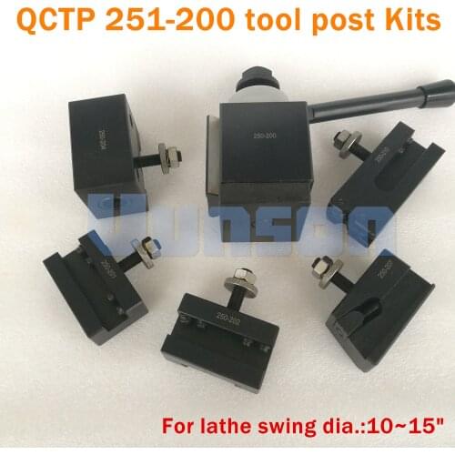 QCTP 251-200 Piston type 10"~15" quick change tool kits QCT kits 1pcs locking tool post turret+5pcs tool holders for cnc lathe