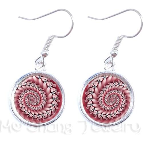 Cabala Earrings Mandara Flower Tree of Life Glass Cabochon Drop Earrings For Women Jewelry Creative Gift For Her