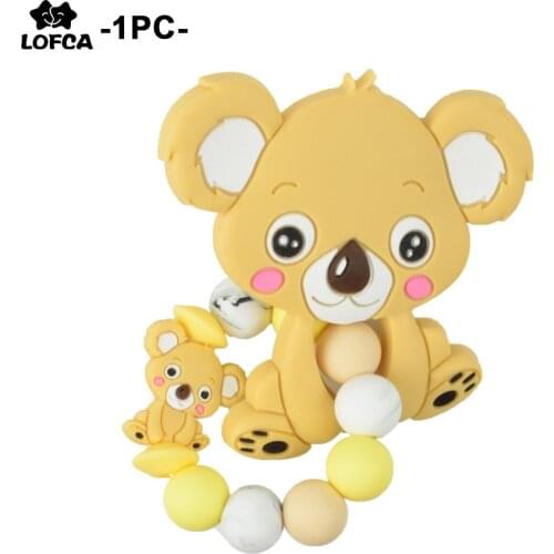 Silicone koala Bracelet Baby Teether Baby Teether Round Silicone Beads Jewelry Nursing Chewing Food Grade Toy Oral Care BPA Fr